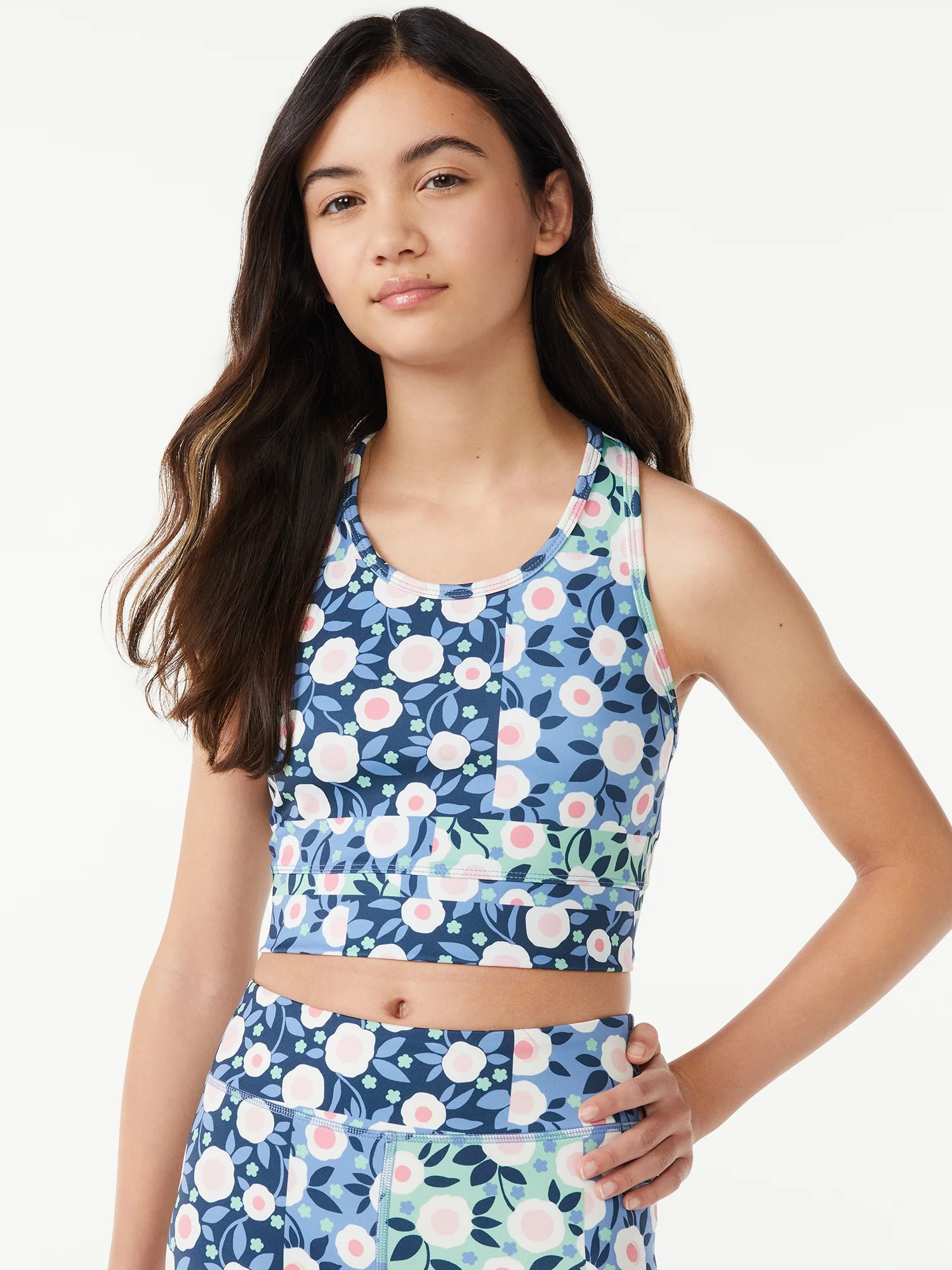 Free Assembly Girls Printed Active Crop Top, Sizes 4-18 | Walmart (US)