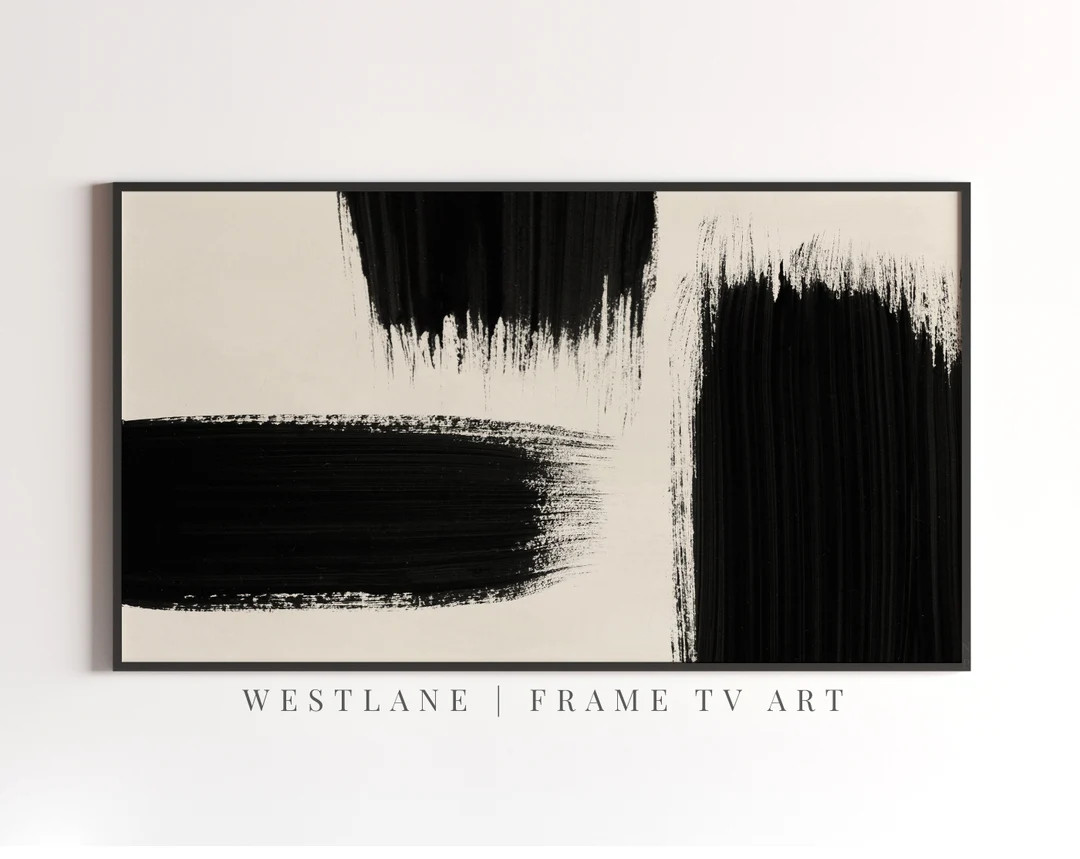 Modern Abstract Samsung Frame TV Art Neutral Black Paint Strokes DIGITAL TV Download TV146 - Etsy | Etsy (US)