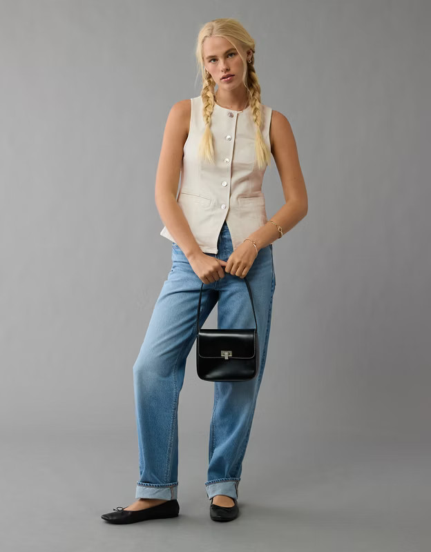 AE Crew Neck Button-Up Vest | American Eagle Outfitters (US & CA)