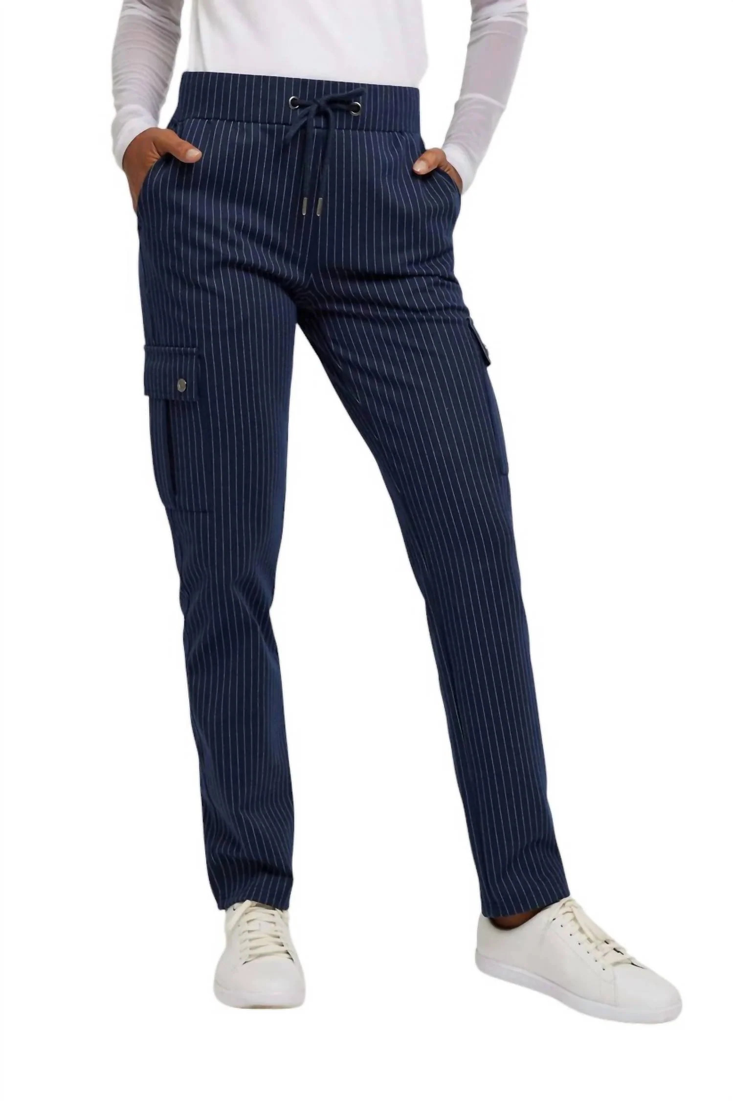 Women's Indie Pinstripe Pant In Navy/white | Shop Simon