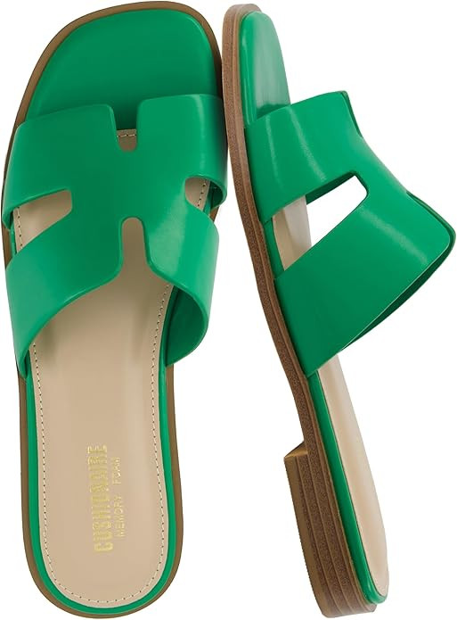 CUSHIONAIRE Voyage Cutout Strap Slides for Women, Slip On Summer Flats, Trendy Footwear, Memory F... | Amazon (US)