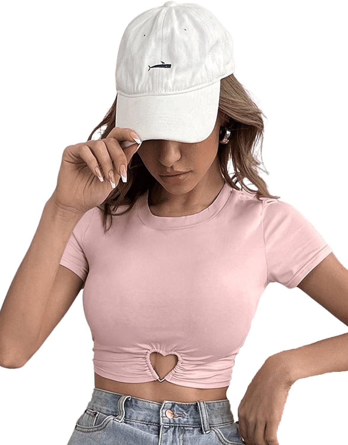 SOLY HUX Women's Summer Crop Top Short Sleeve T Shirt Cut Out Tee | Amazon (US)