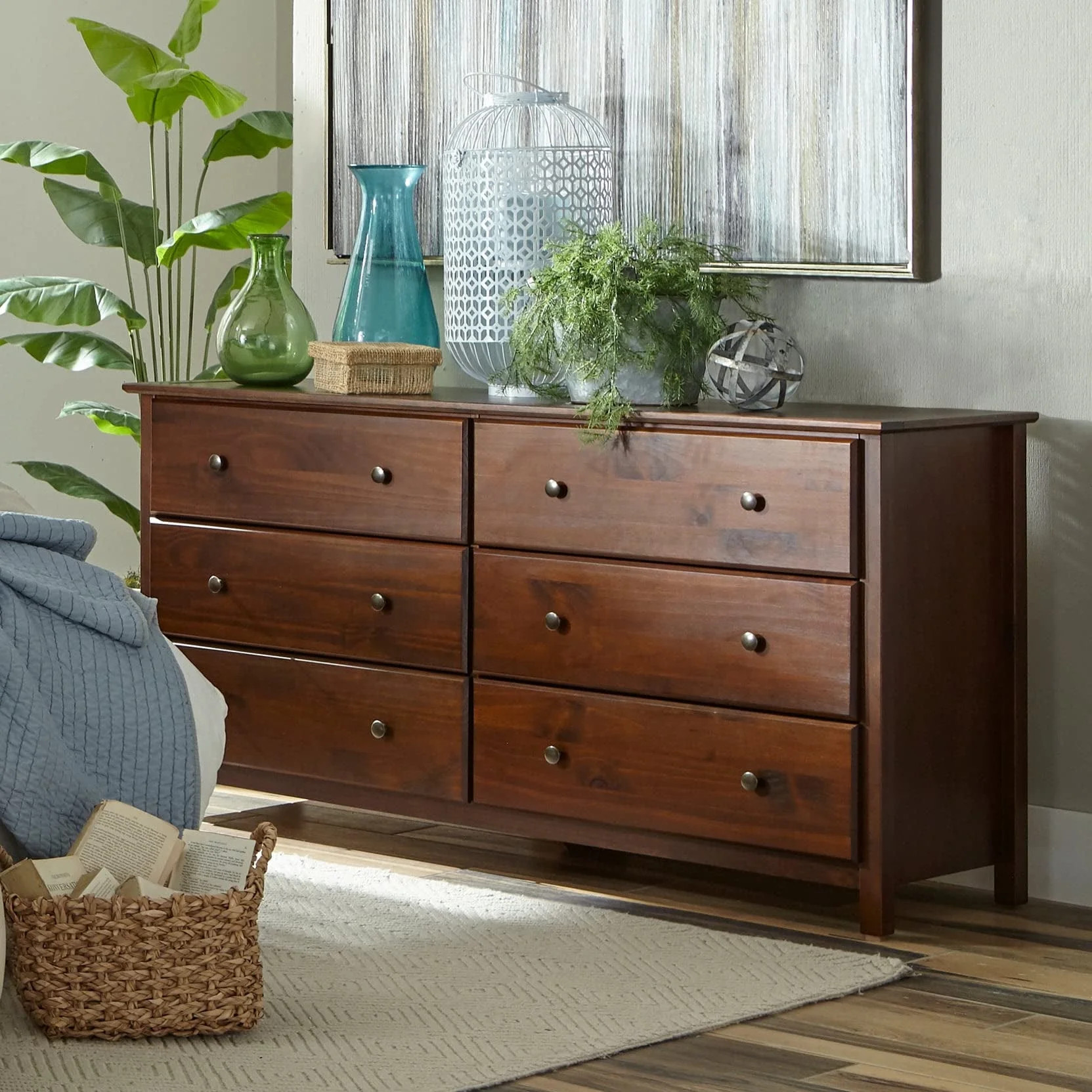 Grain Wood Furniture Shaker 6-Drawer Dresser, Solid Wood with a Cherry Finish | Walmart (US)