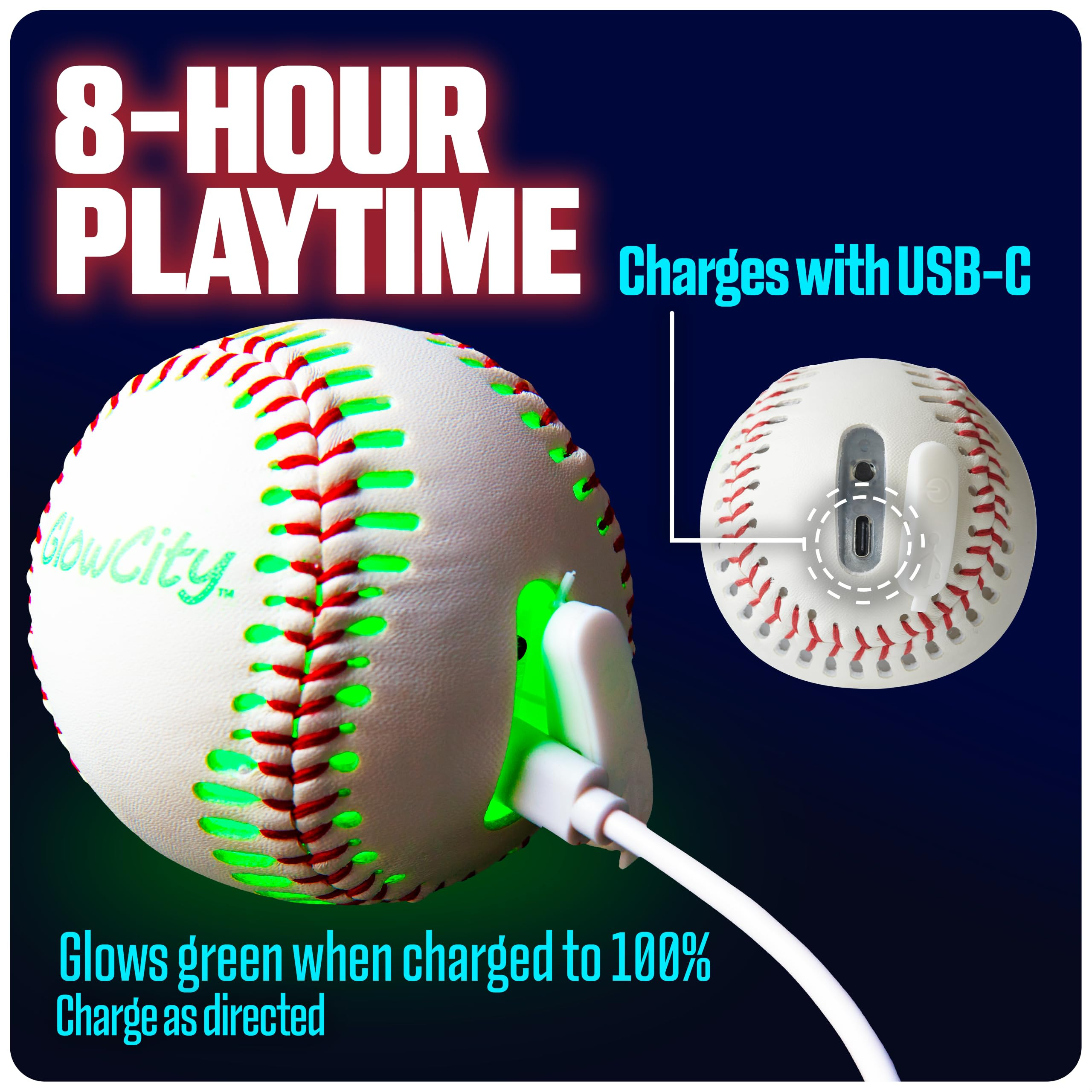 GlowCity Premium Leather LED Rechargeable Light-Up Baseball - Illuminate The Game - Nighttime Fun... | Amazon (US)