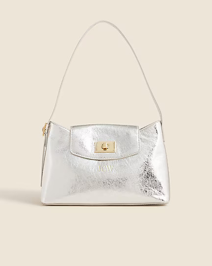 Edie shoulder bag in crinkle metallic Italian leather | J. Crew US