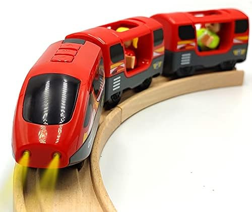 Battery Operated Trains for Wooden Train Track Set Locomotive with Light for Toddlers 3 4 5 Year ... | Amazon (US)