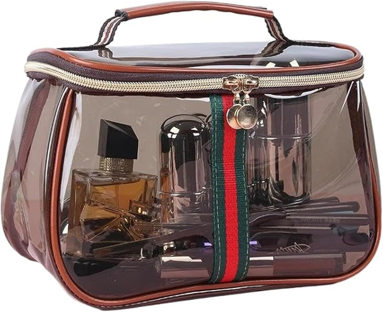 New Retro Vintage Clear Makeup Bag - Waterproof Large-Capacity Zipper Toiletry Organizer for Wome... | Amazon (US)