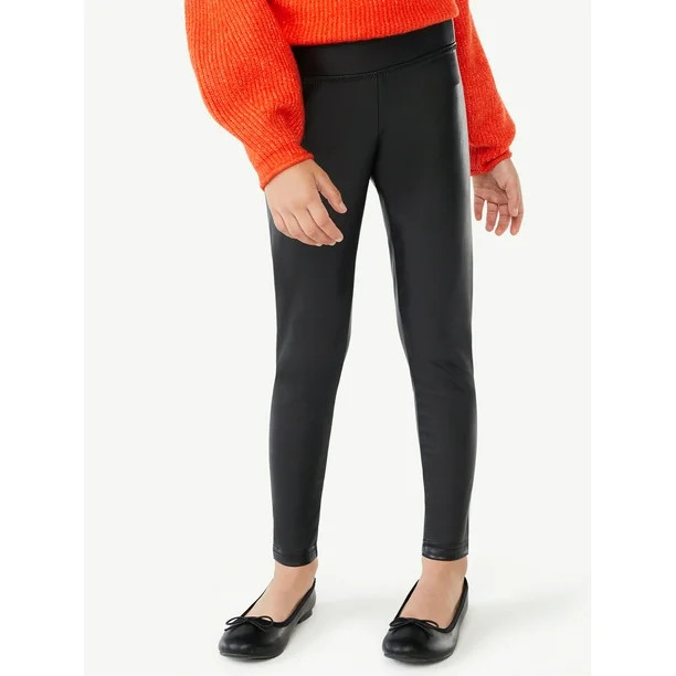 Scoop Girls Faux Leather Stretch Leggings, Sizes 4-12 - Walmart.com | Walmart (US)