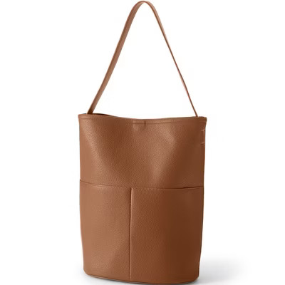 Lands' End Women's Faux Leather Bucket Bag | Target