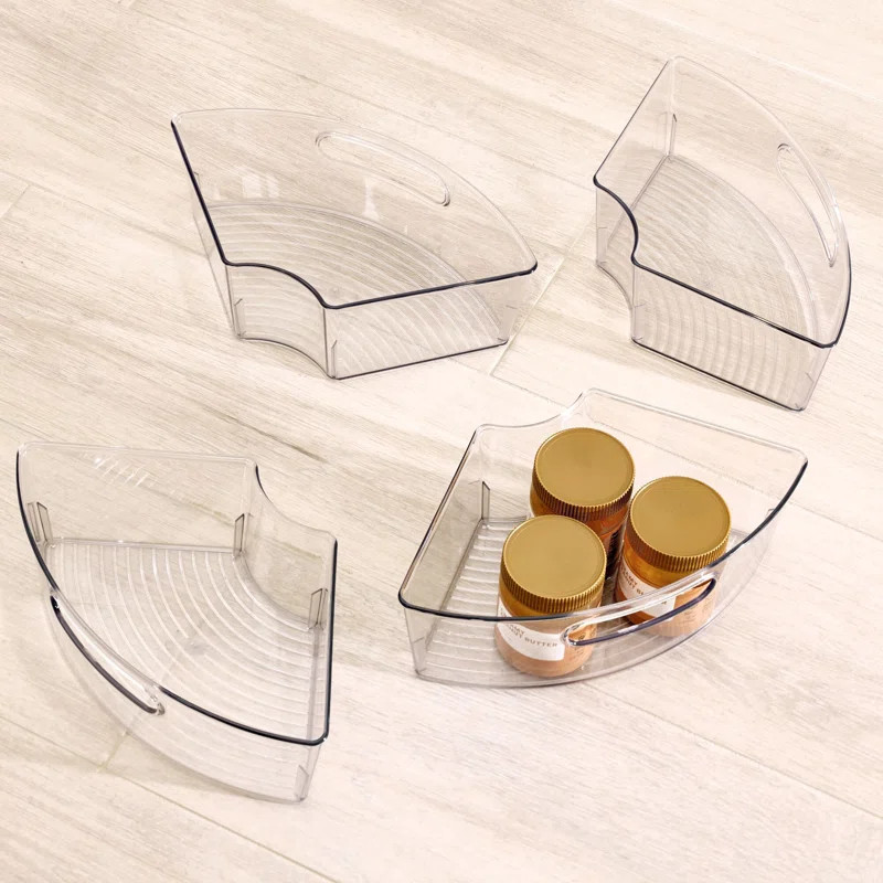 Plastic Lazy Susan Cabinet Storage Bin, 1/4 Wedge Container, 12.56" x 7.33" x 4.05", Set of 4, Cl... | Wayfair North America