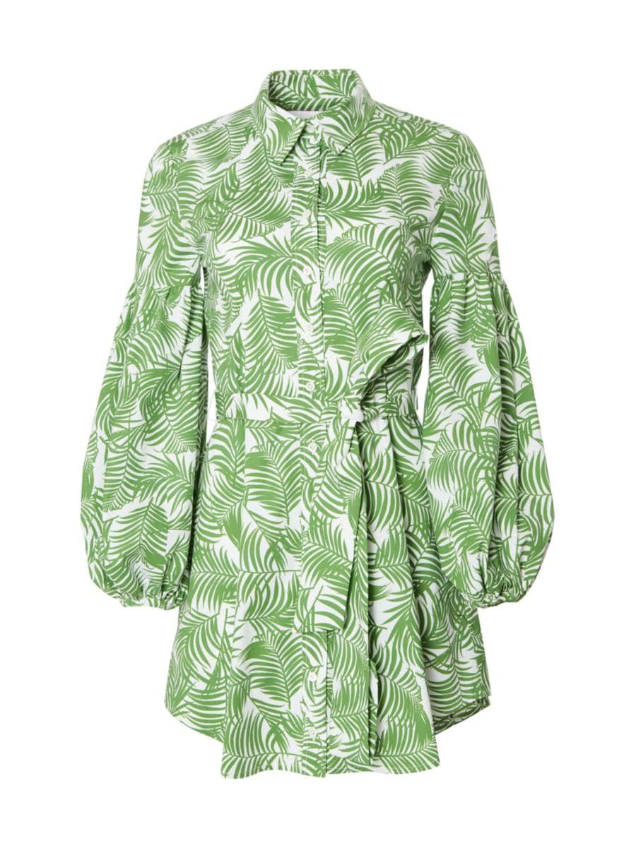 Palm Leaf Cotton-Blend Shirtdress | Saks Fifth Avenue