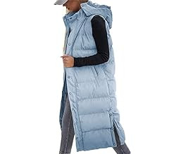 Tankaneo Women's Sleeveless Long Quilted Vest Hooded Button Down Puff Vest Cotton Padded Jacket W... | Amazon (US)