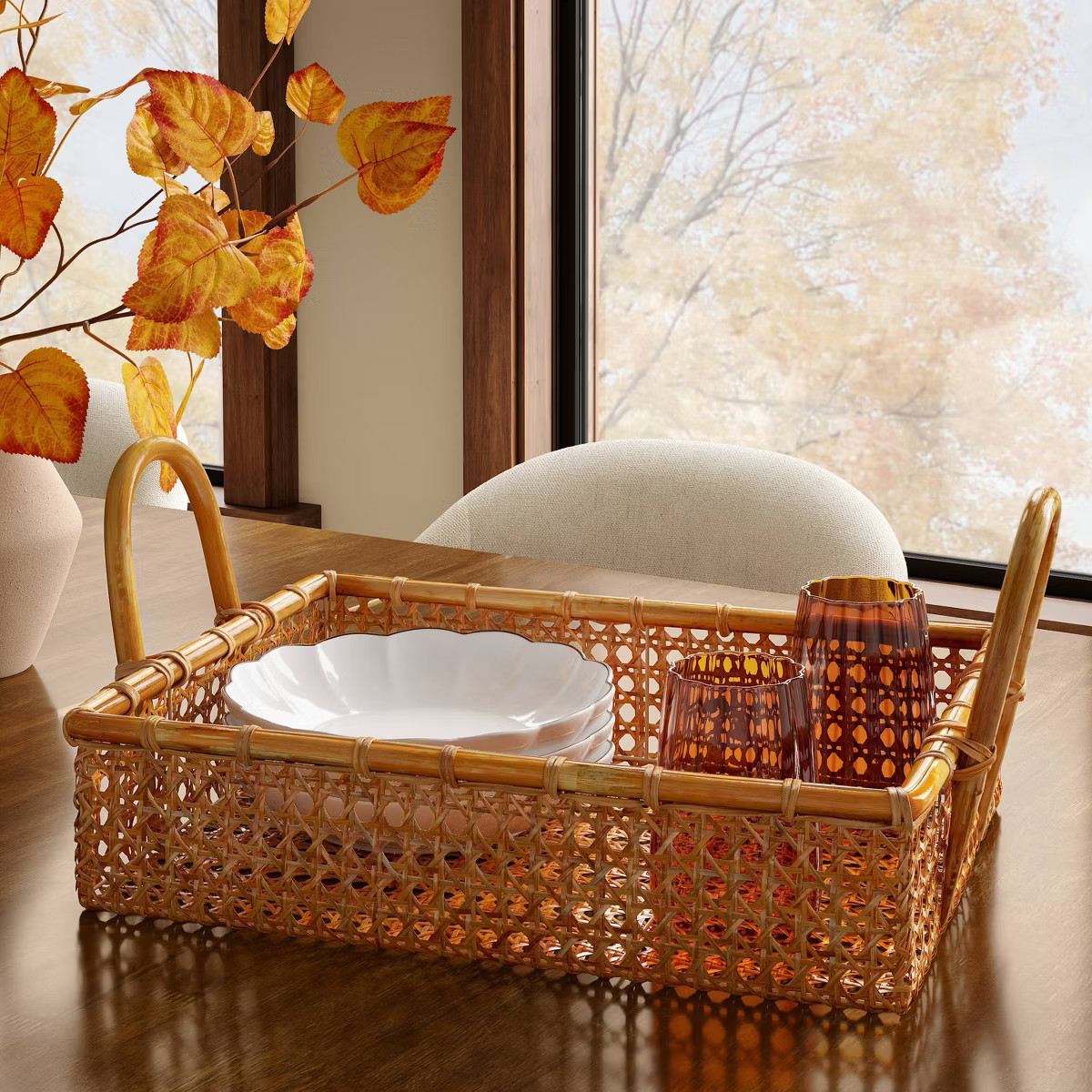 18" Rattan Cane Serving Tray - Threshold™ | Target