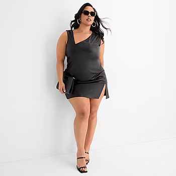new!Ashley Graham Mini Womens Plus Faux Leather Sheath Dress | JCPenney