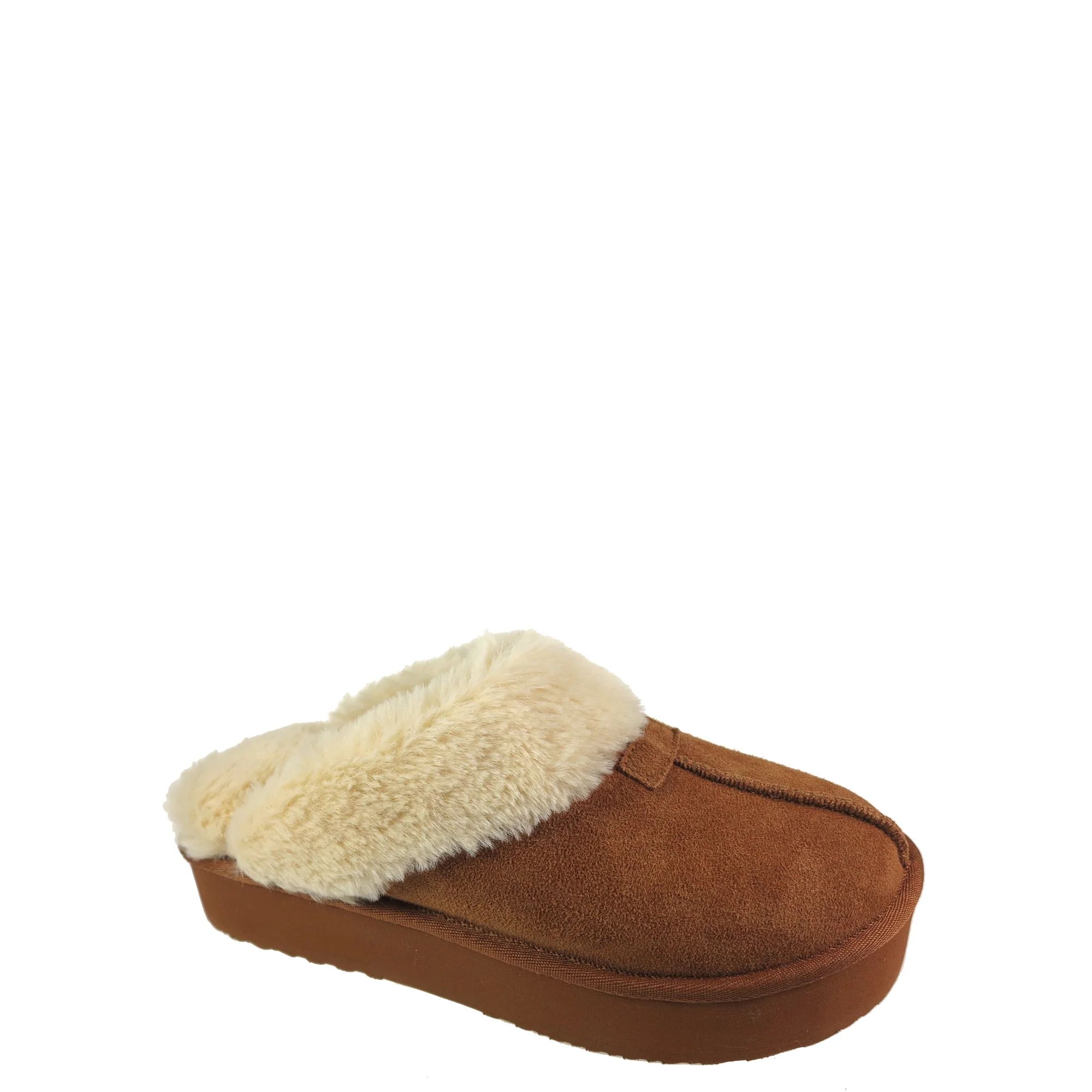 Joyspun Women's Genuine Suede Platform Slipper | Walmart (US)