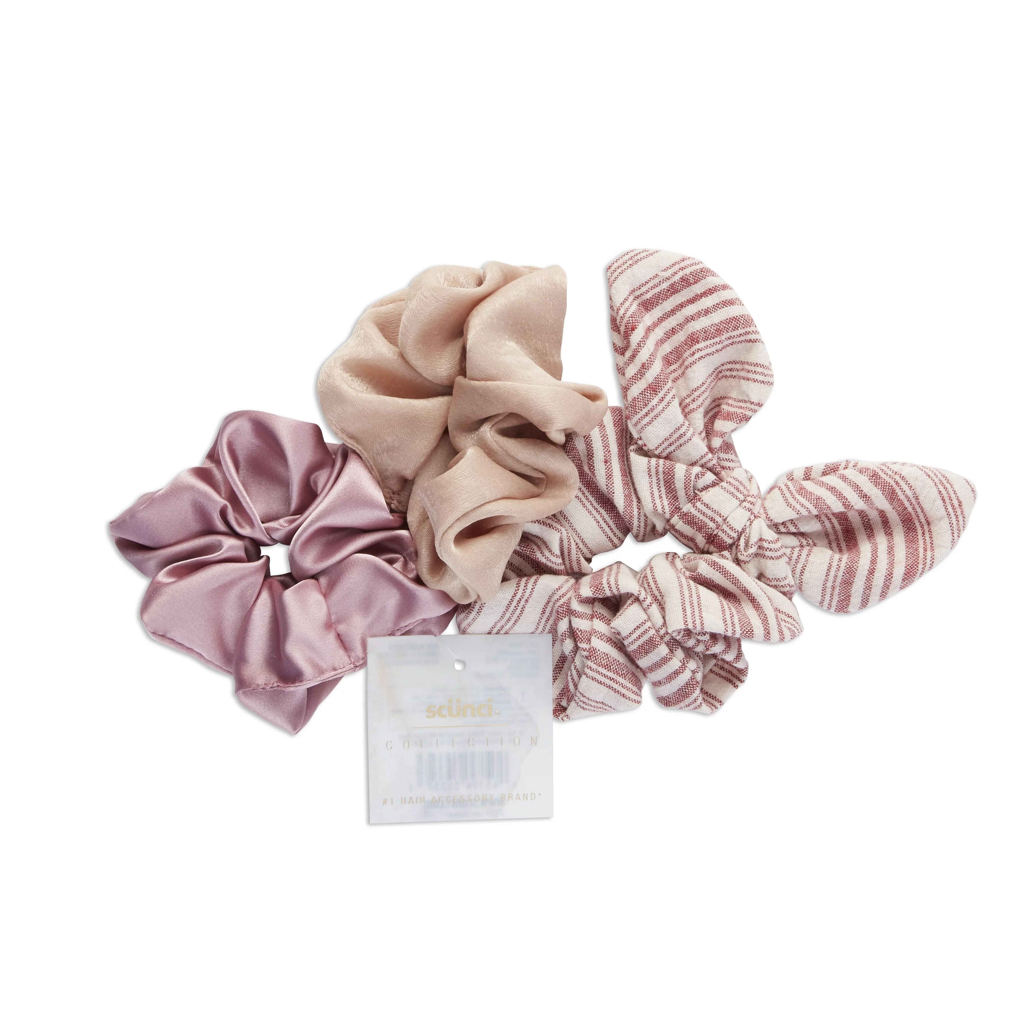 Scunci Trend Collection Scrunchie Hair Ties, Assorted Pinks, 3 Ct - Walmart.com | Walmart (US)