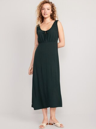 Waist-Defined Sleeveless Tie-Front Midi Dress for Women | Old Navy (US)
