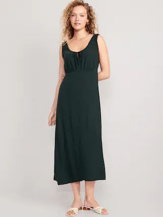 Waist-Defined Sleeveless Tie-Front Midi Dress for Women | Old Navy (US)