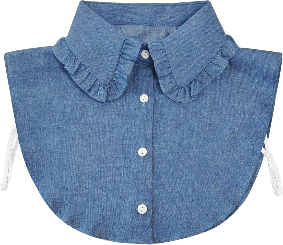 Shinywear Fake Collar Detachable Dickey Blouse for Women Dickies Half Shirts, Ruffled Faux False ... | Amazon (US)