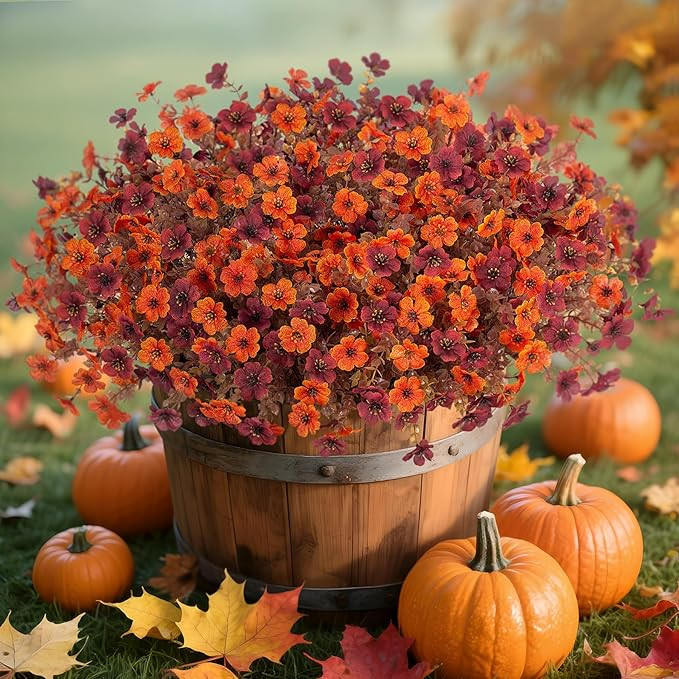 Fall Mums Artificial Flowers for Outdoors Potted, 12 Bundles Fake Fall Daisy Flower with Realisti... | Amazon (US)
