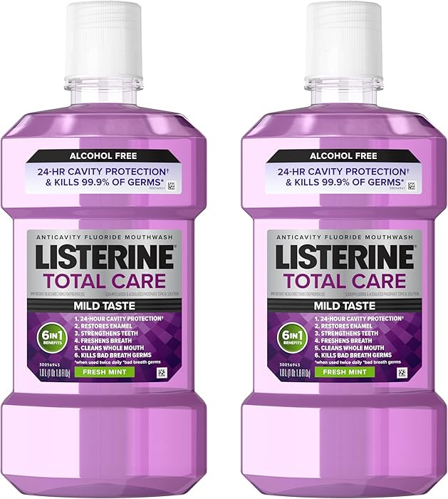 Listerine Total Care Alcohol Free Mouthwash, 6-in-1 Fluoride Formula for Bad Breath & Enamel Prot... | Amazon (US)