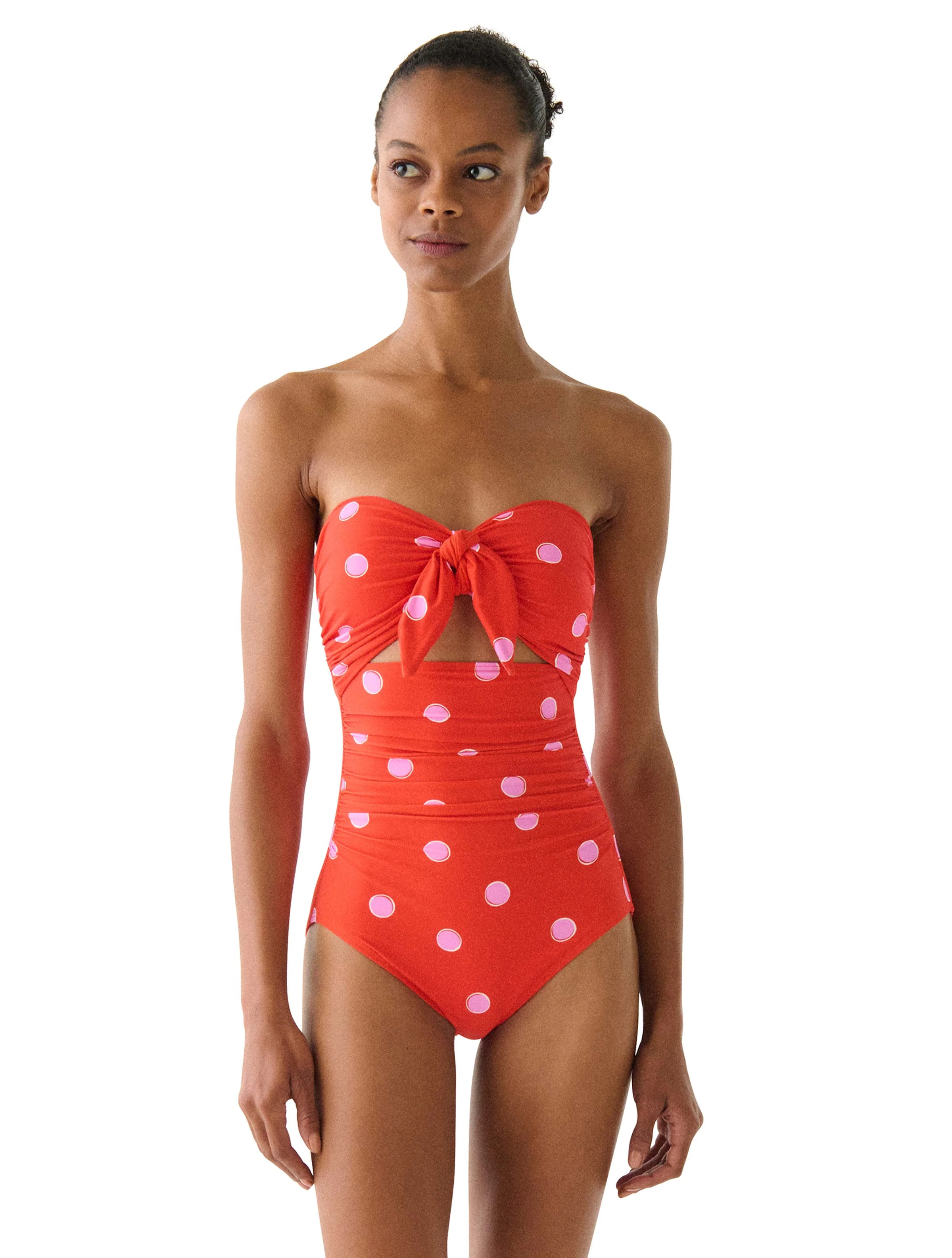 kate spade new york Bandeau Tie Front One Piece Swimsuit - Downtown Do | Beach2Ocean