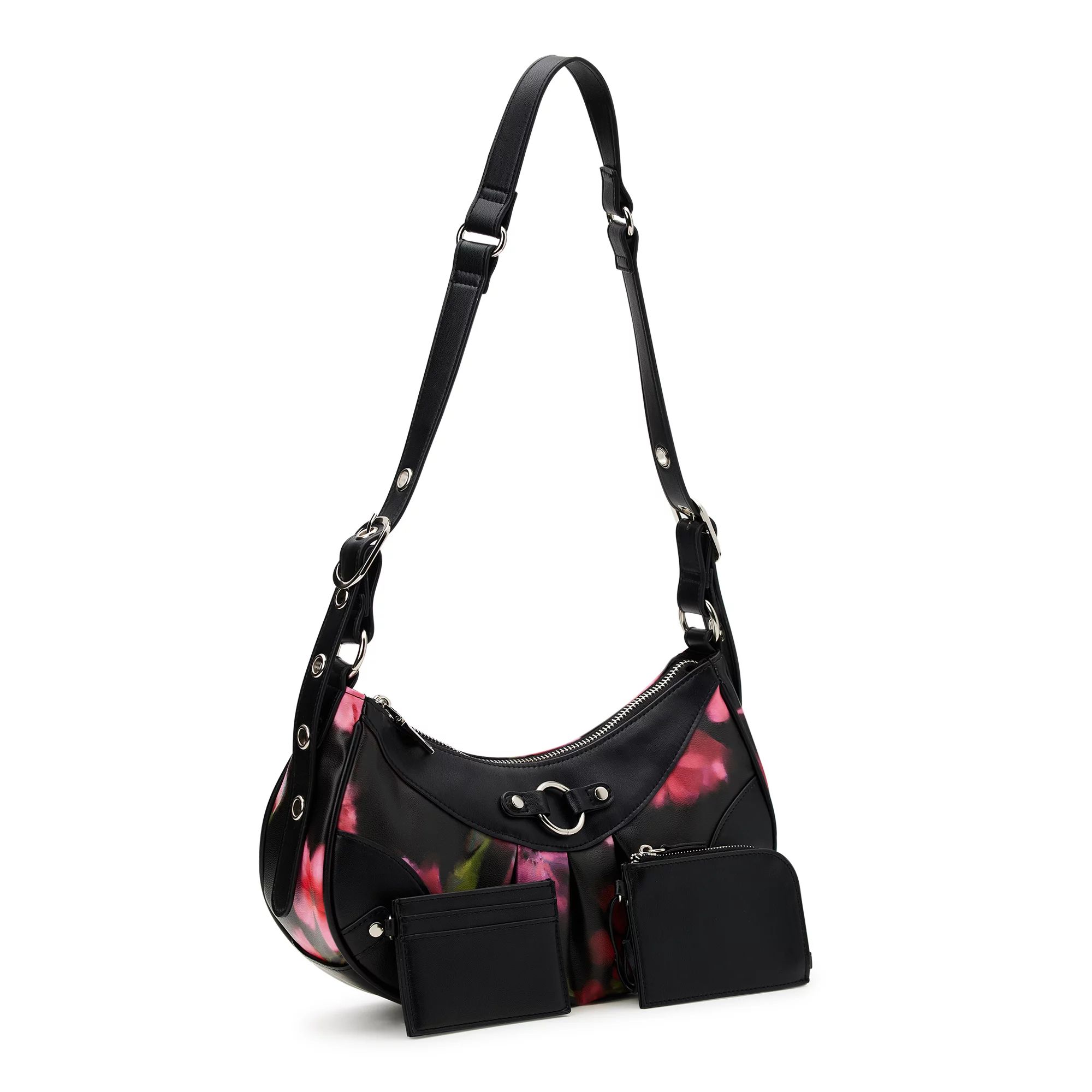No Boundaries Women's Contemporary Hobo Handbag, Blurred Floral - Walmart.com | Walmart (US)