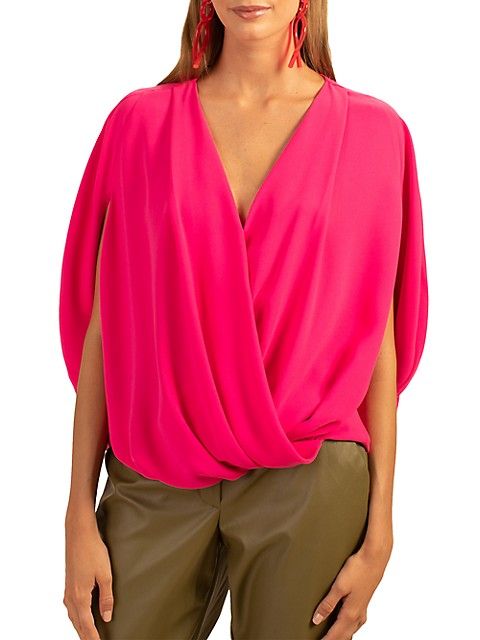 Deep Well Draped Chiffon Top | Saks Fifth Avenue