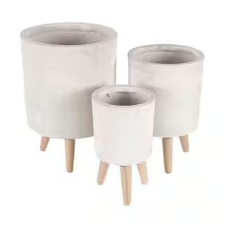 Large: 17 in., Medium: 15 in., Small: 12 in. White Fiber Wood Planters (3-Pack) | The Home Depot