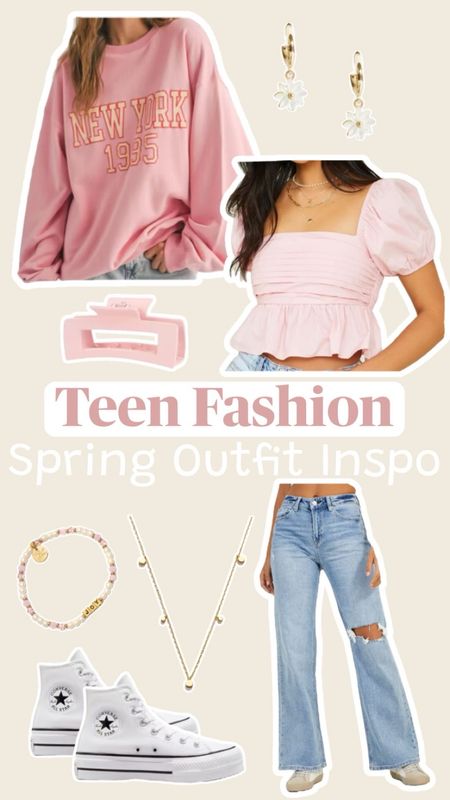 Teen Girl Spring Outfit #preppyoutfit #preppysweatshirt #teengirl #teenfashion 

#LTKkids #LTKshoecrush #LTKstyletip