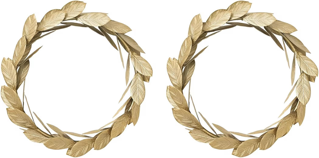Set of 2 Large Gold Metal Wreaths Gold Leaves Metal Wreath Wall Decor for Front Door Wreath for C... | Amazon (US)