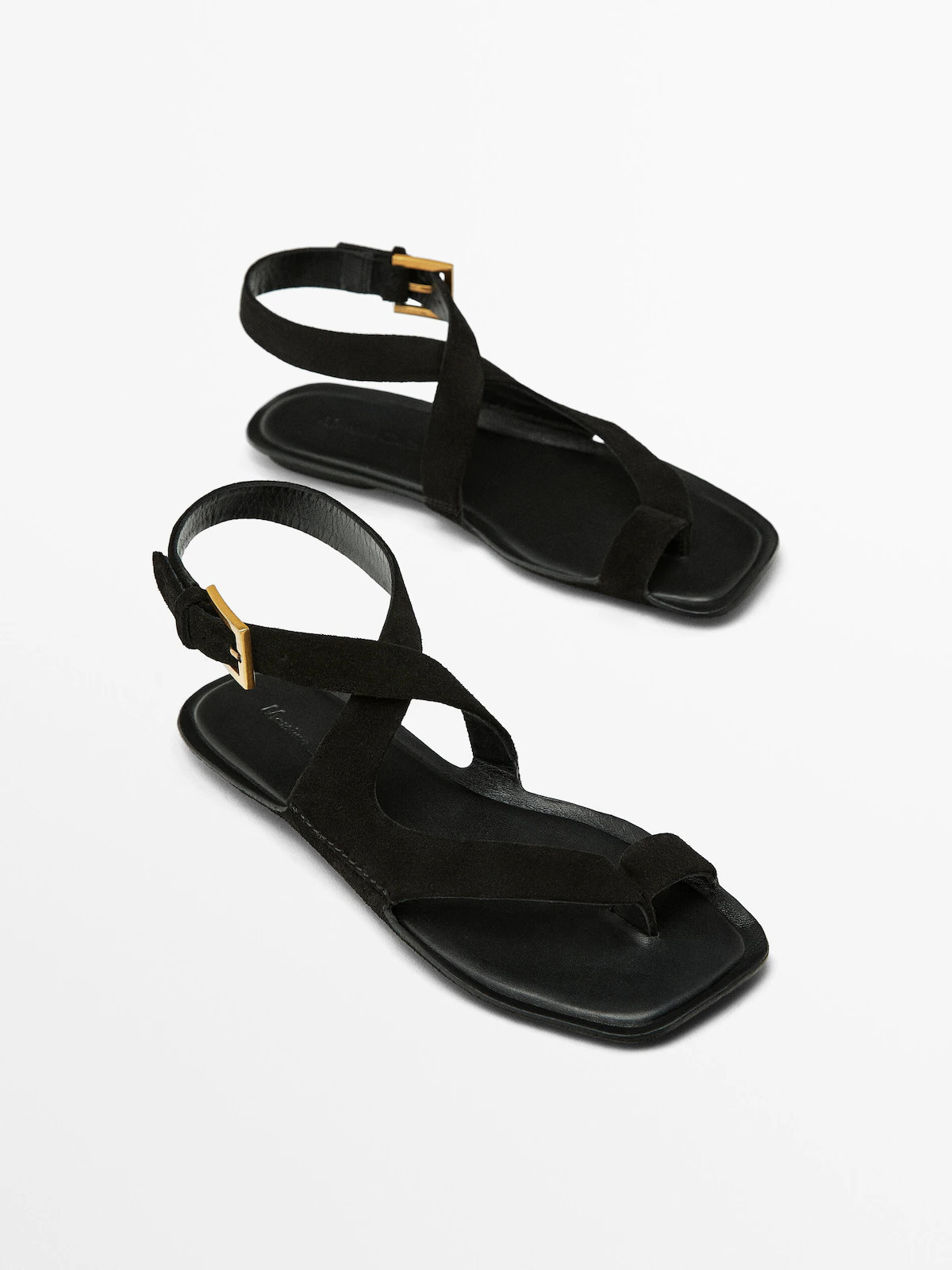 Split suede flat sandals - Massimo Dutti United Kingdom | Massimo Dutti UK