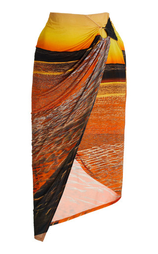 Exclusive Long Coastline Printed Jersey Sarong Midi Skirt | Moda Operandi (Global)