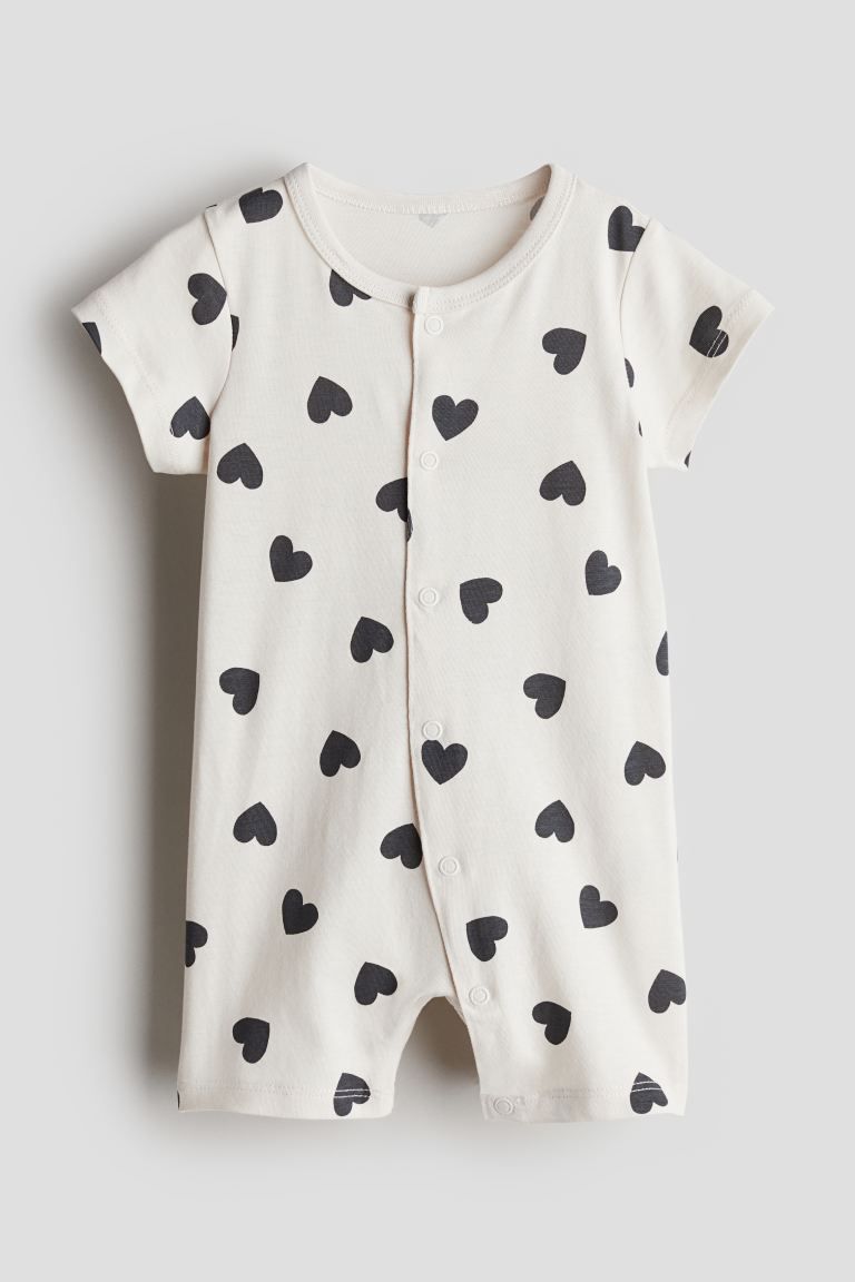 Cotton Pajama Jumpsuit - White/hearts - Kids | H&M US | H&M (US + CA)