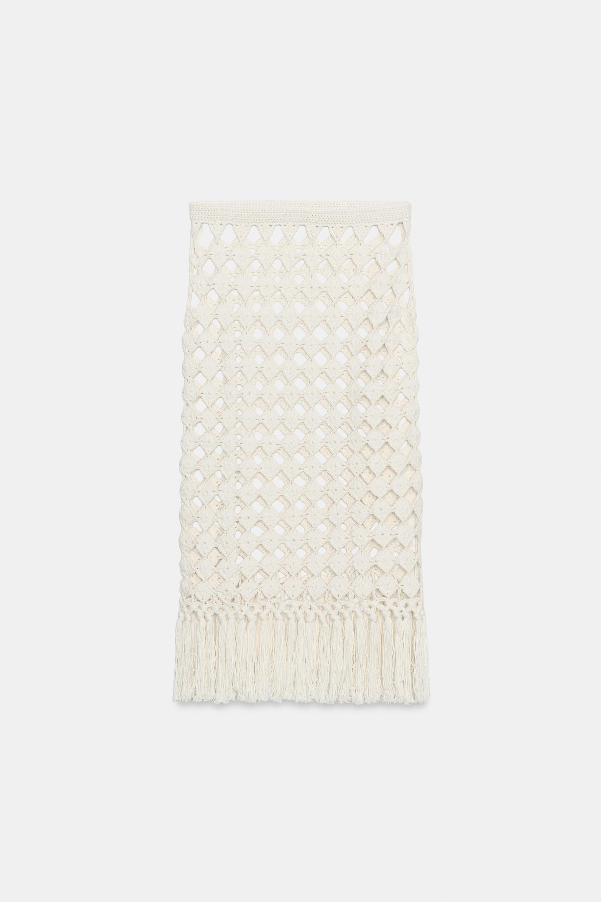 CROCHET FRINGED KNIT SKIRT | Zara US