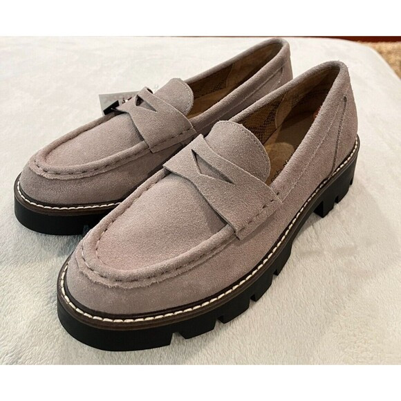 NEW House Of Harlow 1960 Gunner Light Taupe Suede Platform Leather Loafers Sz 7 | Poshmark