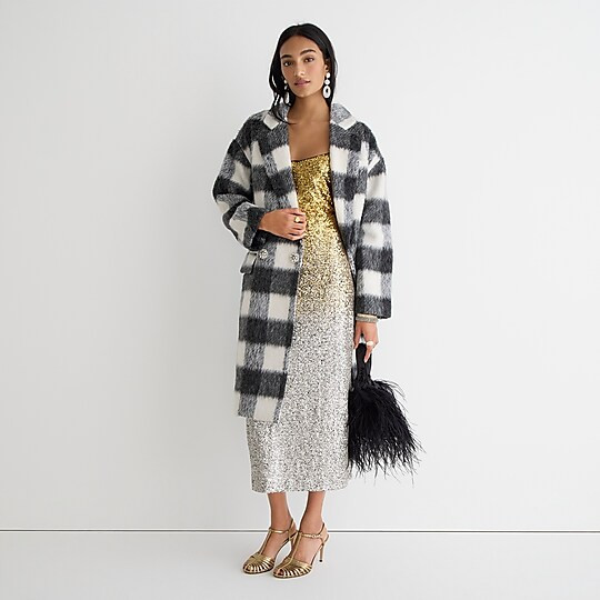 Collection relaxed topcoat in Italian brushed buffalo check | J. Crew US