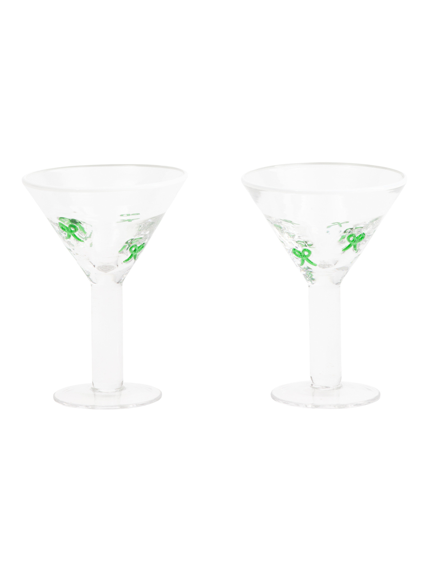 Set Of 2 Bow Inlay Contrast Rim Martini Glasses Set | TJ Maxx