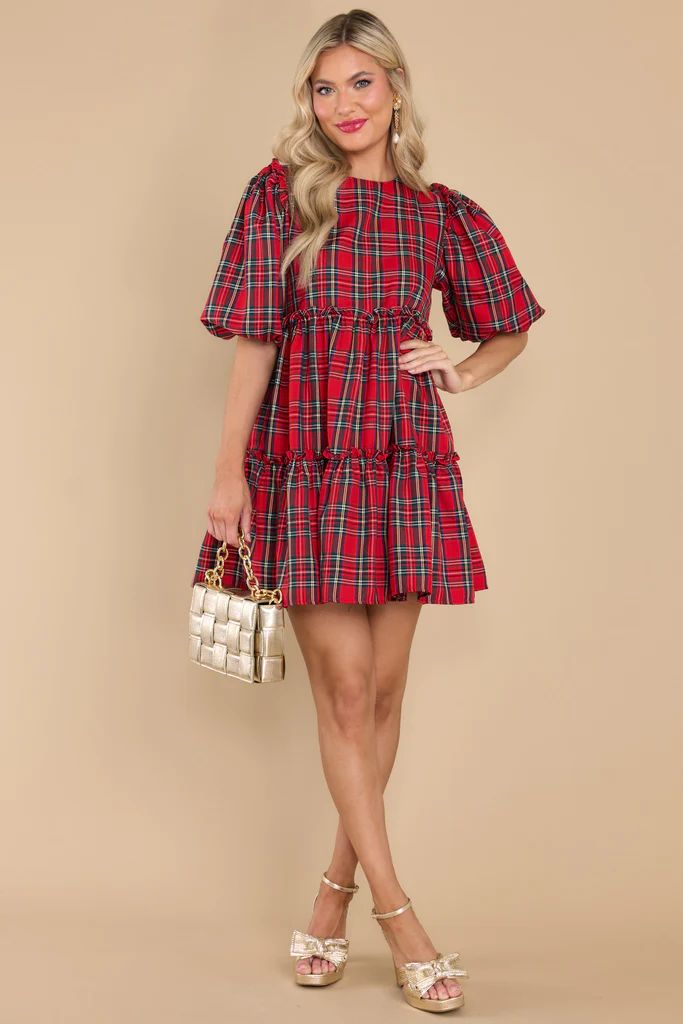 Once Upon A Time Red Multi Plaid Dress | Red Dress 
