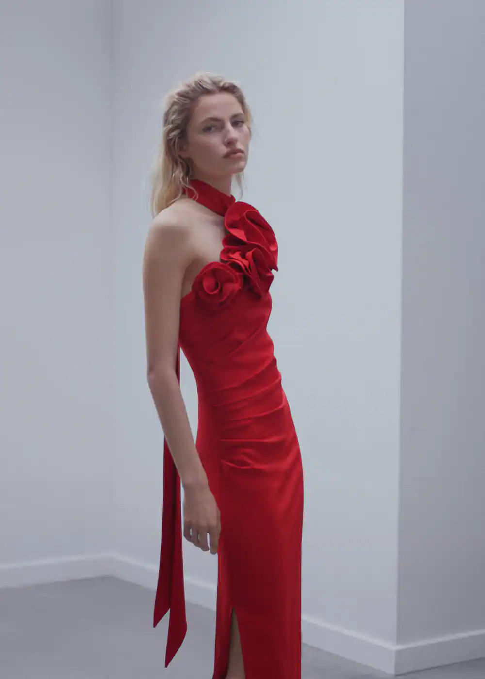 Maxi flower dress with opening -  Women | Mango USA | MANGO (US)
