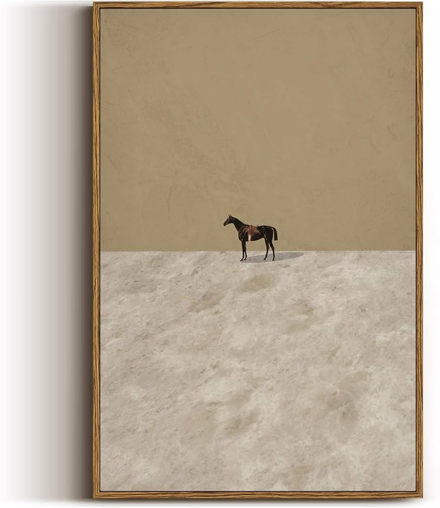 VIYYIEA Vintage Framed Horse Wall Art Decor, Living Room Bedroom Lonely Horse Pictures Retro Wall... | Amazon (US)