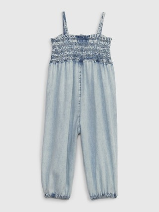 Toddler Smocked Denim Jumpsuit with Washwell | Gap (US)
