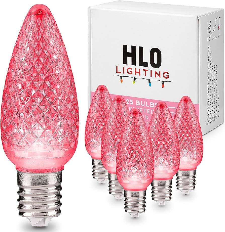 Holiday Lighting Outlet Faceted C9 Christmas Lights | Pink LED Light Bulbs Holiday Decoration | W... | Amazon (US)