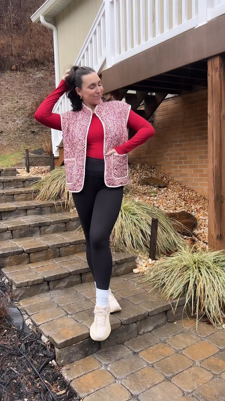 FREE PEOPLE LOOK FOR LESS UNDER 20!! 
This vest is under $20 AND the jacket version of this exact print is under $35! FYI, the quality is 👌🏻♥️


🛍️Sizing: Vest, @suuksess_official red top, Hokas, and leggings are all TTS!! For reference, I’m a 5’8” typically a size 8, M!! ♥️

Floral vest | Amazon fashion | mom uniform, trendy outfit | winter to spring transitional fashion | toddler mom outfits | OOTD inspo | comfy cute | amazon finds | #momswithstyle #momootd #momoutfits #outfitideas #casualstyle #momstyle #outfitinspo #toddlermomoutfit #amazonfashion #toddlermomapproved #freepeoplelookforless #lookforless 

#LTKMostLoved #LTKFindsUnder50 #LTKStyleTip