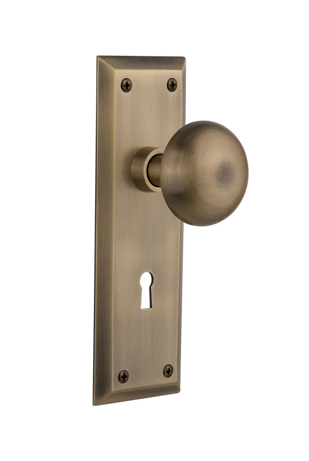 New York Interior Mortise Door Knob with New York Long Plate | Wayfair North America