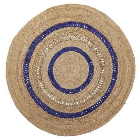 Round Blue Stripe Jute Area Rug by Drew Barrymore Flower Home | Walmart (US)