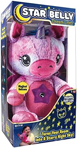 Ontel Star Belly Dream Lites, Stuffed Animal Night Light, Magical Pink and Purple Unicorn - Proje... | Amazon (US)