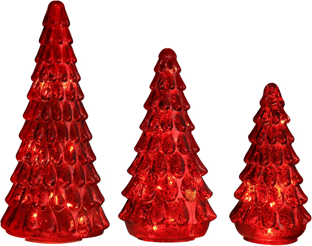 3PCS Christmas Ornaments Tree Set, Tower Shaped Glass Xmas Tree, Mercury Glass Tabletop Christmas... | Amazon (US)