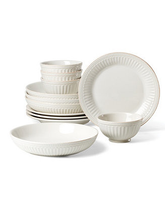 French Perle Groove 12 Pc. Dinnerware Set, Service for 4 | Macy's
