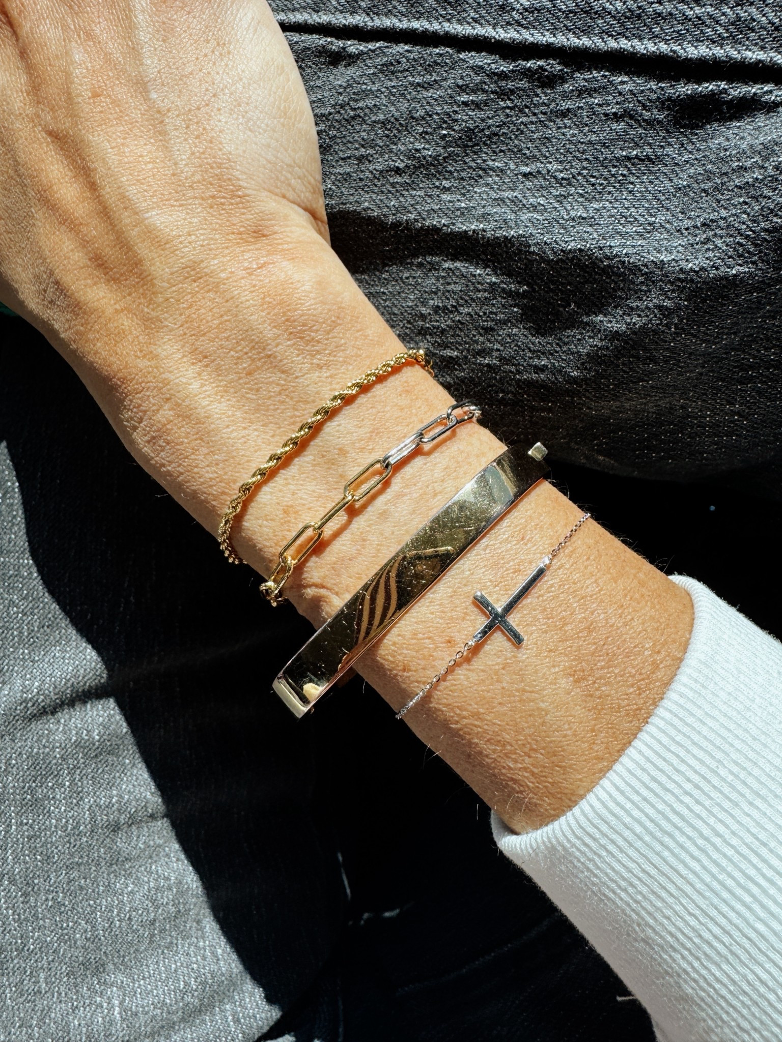 Bracelet stack- mixed metal and waterproof 